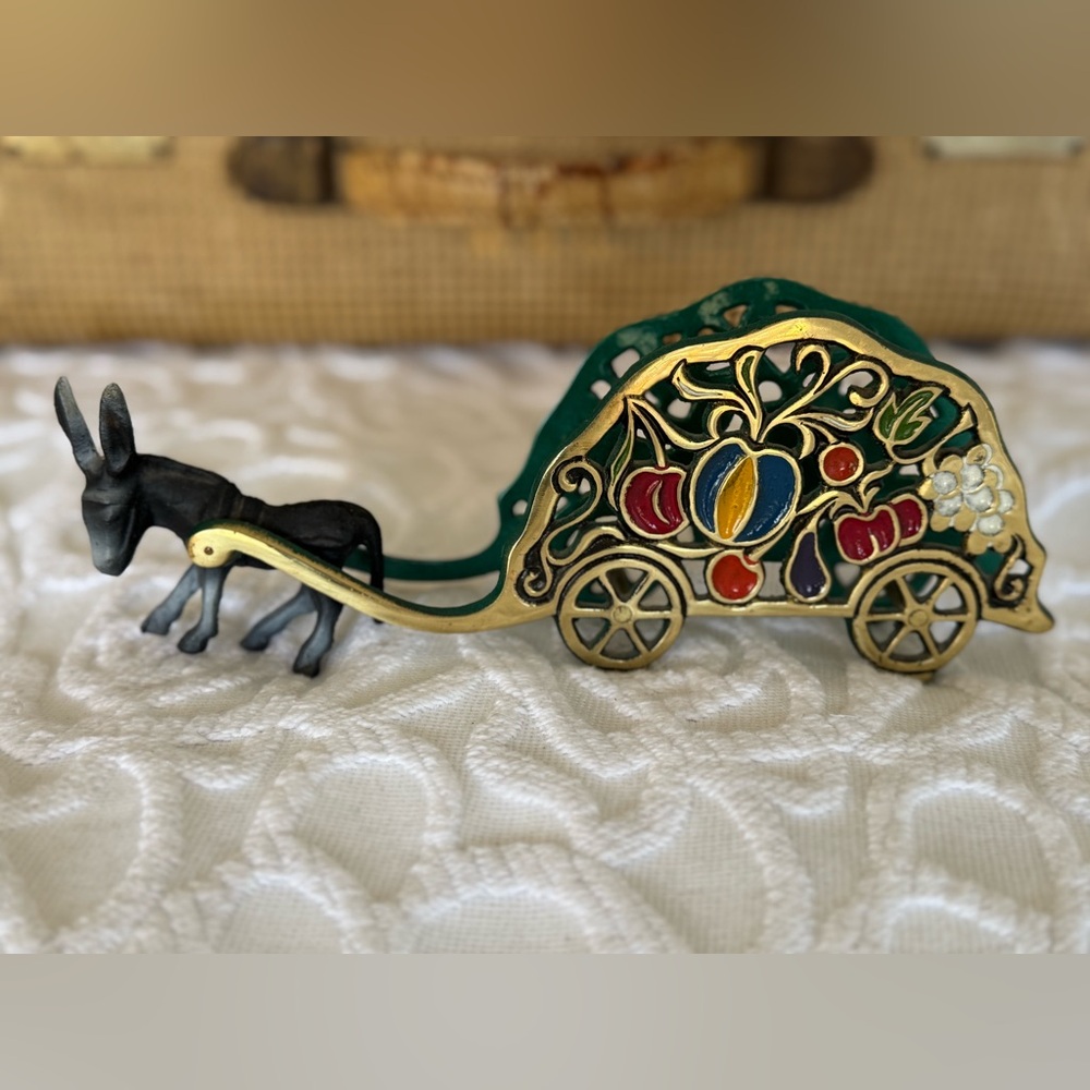 Vintage Donkey With Fruit Cart Napkin Holder
